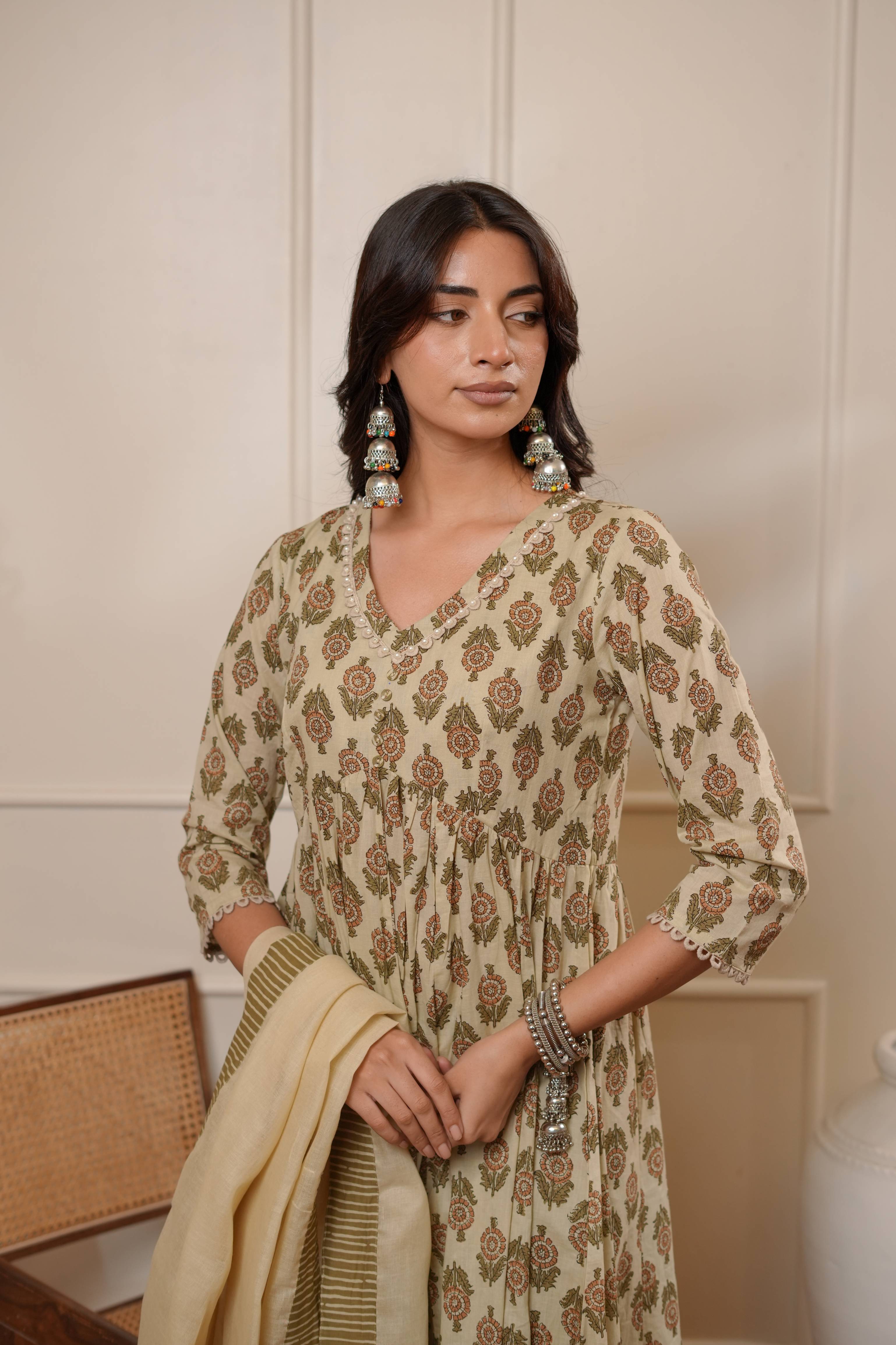 Classic Block-Print Ethnic Suit Set for Women