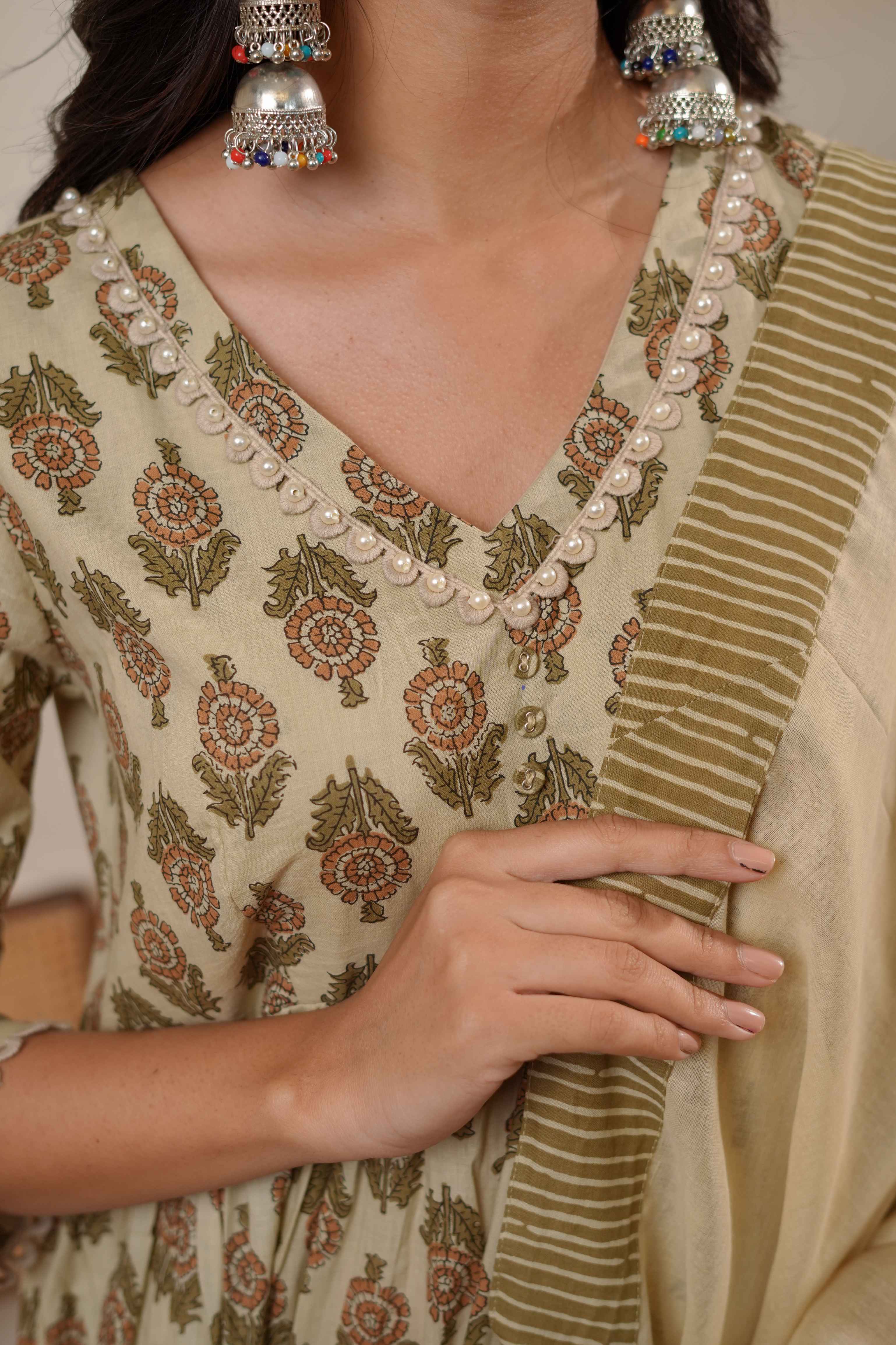 Classic Block-Print Ethnic Suit Set for Women
